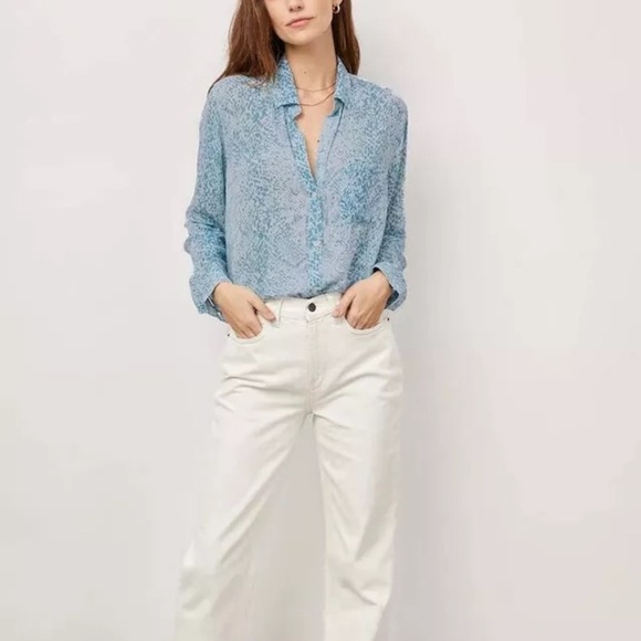 Rails Blue Python Josephine Long Sleeve Button Front Top Small - Picture 3 of 13